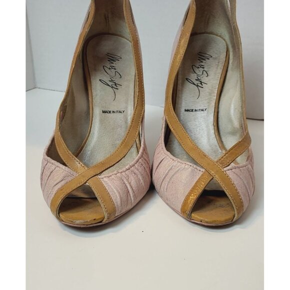 Miss Sixty Peep Toe Slip On Leather Heels Size 9 - Picture 3 of 7